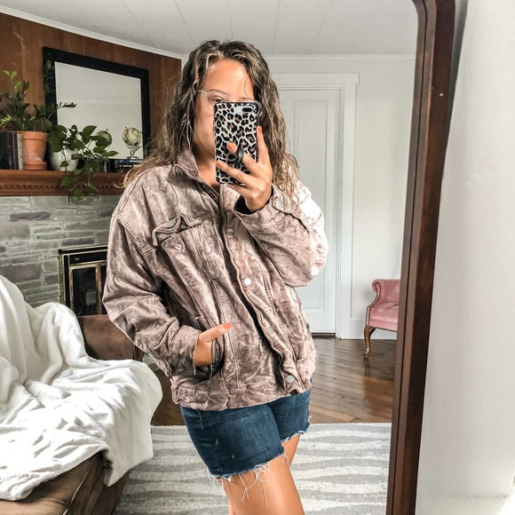 FREE PEOPLE | Women's M/L Mauve Purple Velvet Trucker Jacket Oversized
